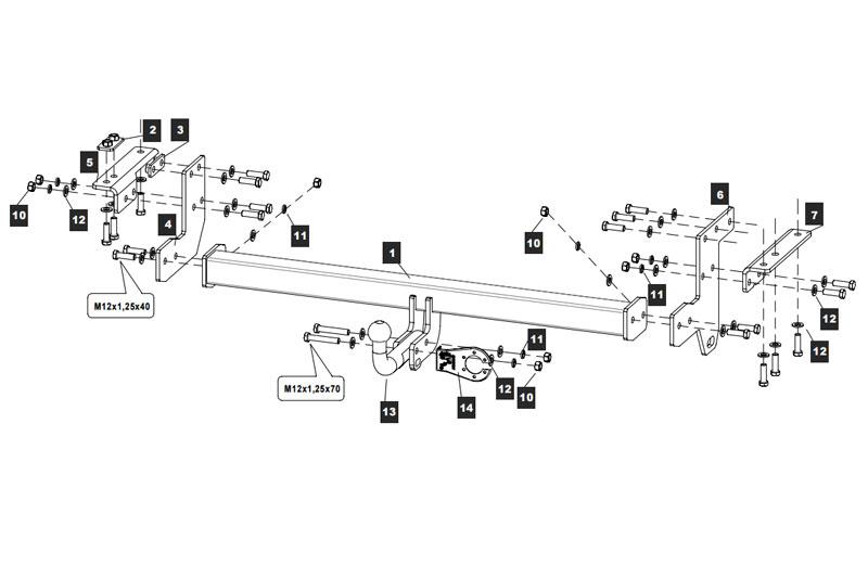 Фаркоп тсу Baltex на Nissan X-Trail (T32) 14-, 15.2825.12