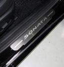 Накладки на пороги (лист шлифованный надпись Sonata) 4шт для автомобиля Hyundai Sonata 2020- TCC Тюнинг арт. HYUNSON20-10