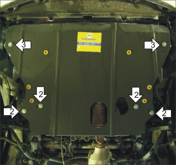 Защита стальная Мотодор (Двигатель, Коробка переключения передач), 2 мм, Сталь для Honda Odyssey 2001-2003 арт. 00811