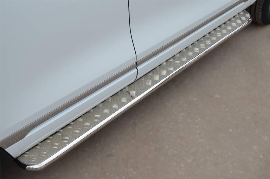 Пороги труба d42 с листом для Volkswagen Touareg 2010, Slitkoff VTT-001070