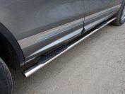 Пороги овальные с накладкой 75х42 мм для Volkswagen Touareg 2014 R-Line, ТСС VWTOUARRL14-04, TCC Тюнинг