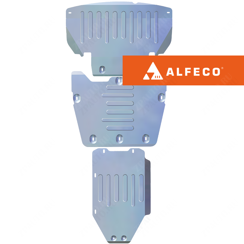 Защита  радиатора, картера и КПП (3 части) BMW 5-й серии E60 2003-2010 V-2,0; 2,2; 2,3; 3,0 RWD , ALFeco, алюминий 4мм, арт. ALF3407al