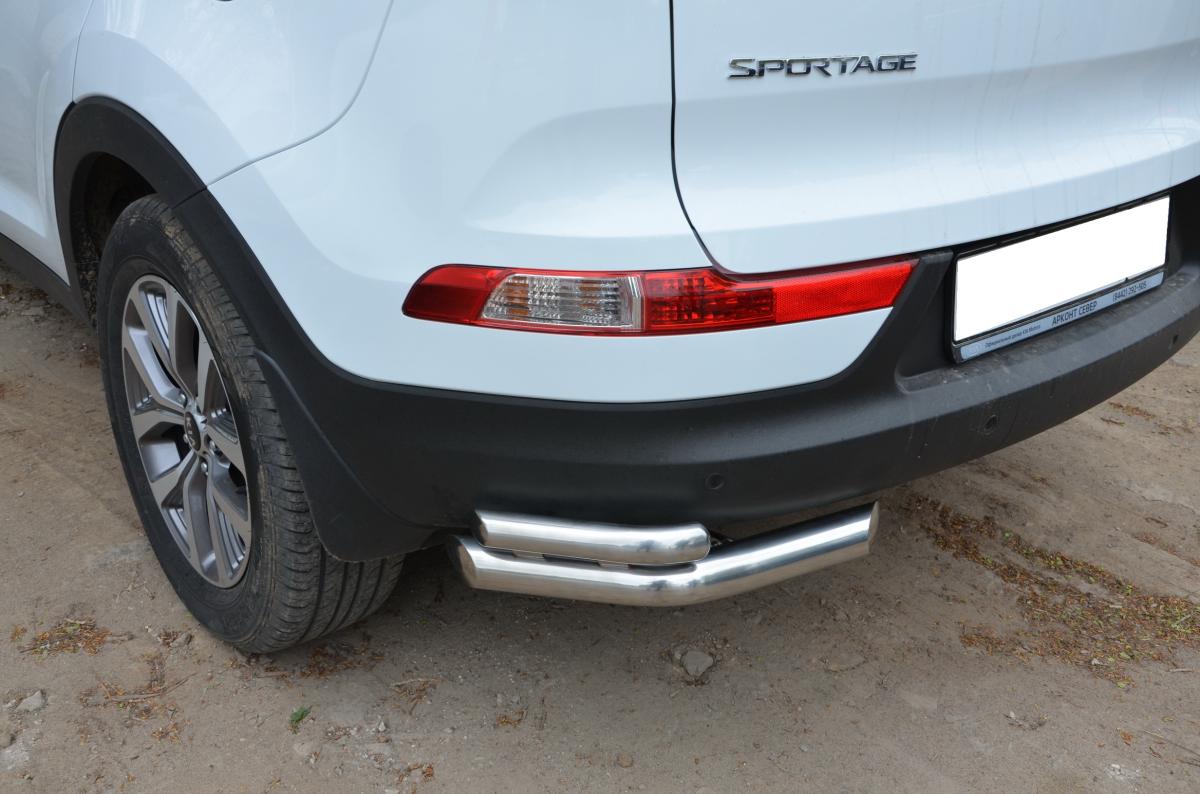 Защита заднего бампера угловая двойная для автомобиля KIA Sportage 2018 (рестайлинг) арт. KSP.18.20