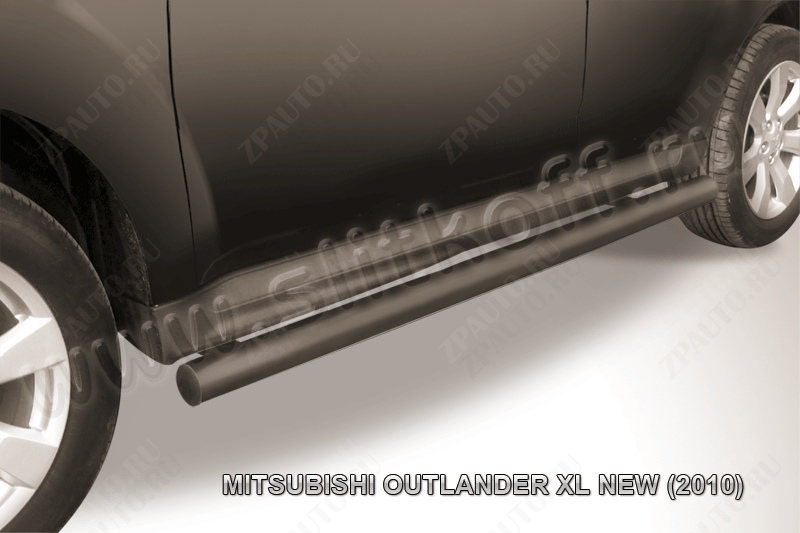Защита порогов d76 труба черная Mitsubishi Outlander XL (2009-2013) , Slitkoff, арт. MXL10-008B