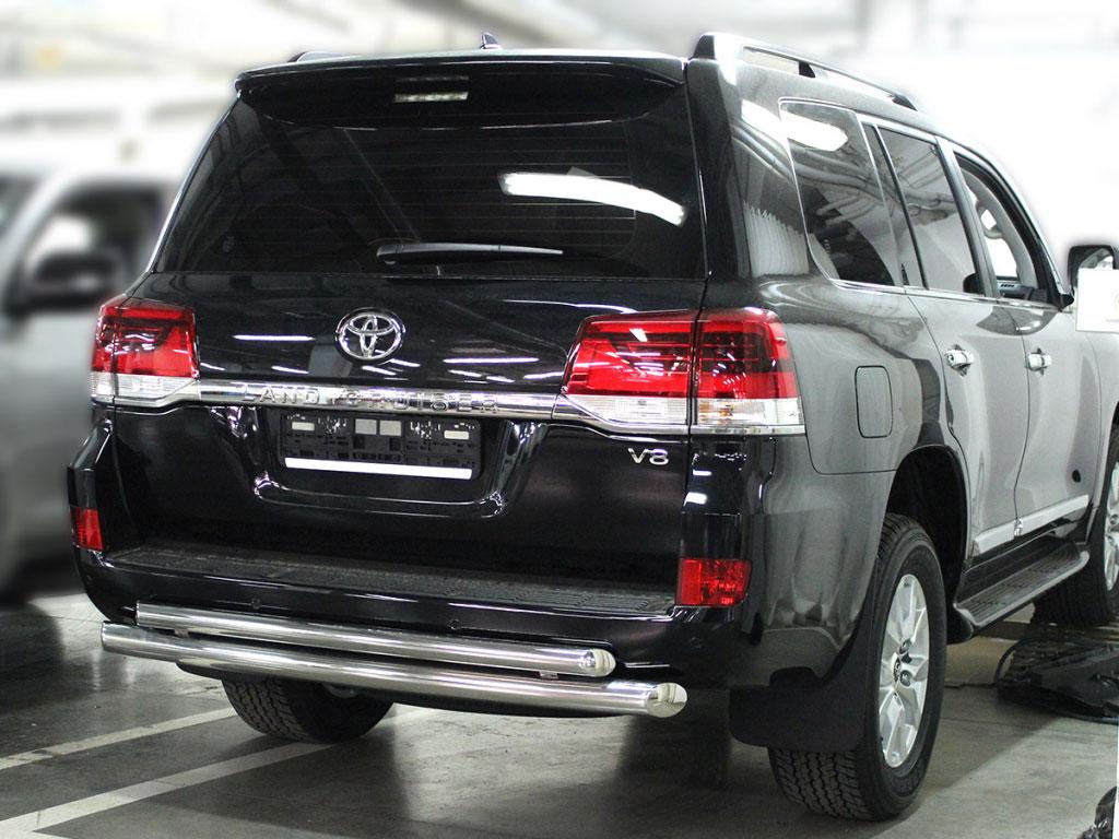 Защита заднего бампера радиусная двойная d76/60 на Toyota Land Cruiser 200 2015 (Тойота Ленд Крузер 200 2015), Технотек LCN2015_13