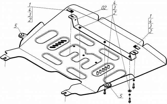 Защита алюминиевая Мотодор (Двигатель, Электроусилитель руля, Передний электромотор), 4 мм,  Li L9  2024- арт. 349906