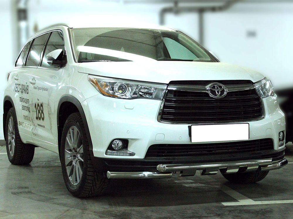 Защита переднего бампера d-60 с доп.накладками для Toyota Highlander 2013, Технотек HYG_2014_1.2 HYG2014_1.2