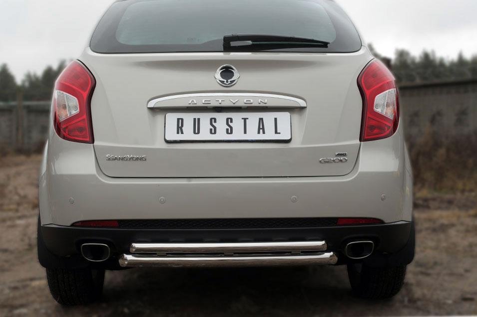 Защита заднего бампера d57/42 дуги для Ssang Yong Actyon 2014, Slitkoff SYAZ-001981