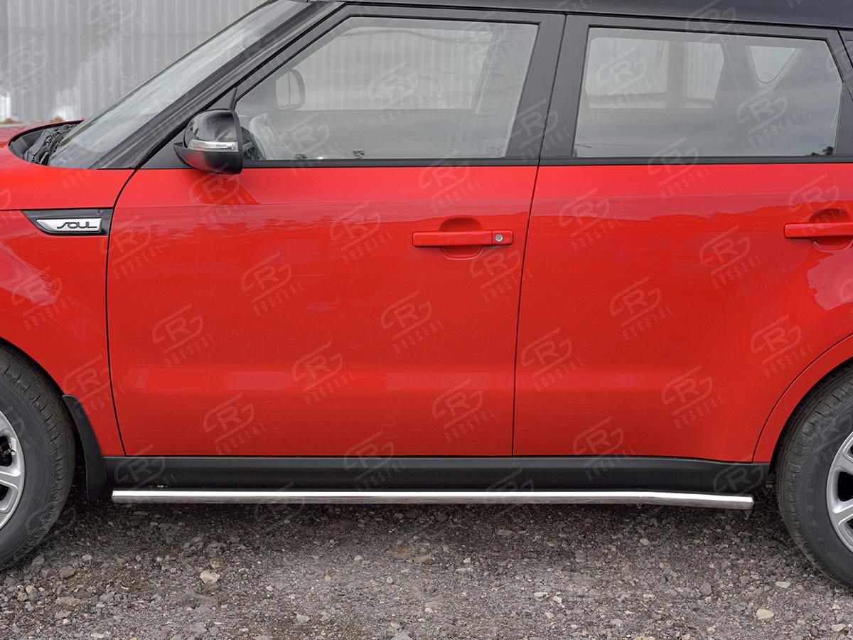Пороги труба d42 вариант 3 на KIA Soul II 2017, Slitkoff KSOT-0027523