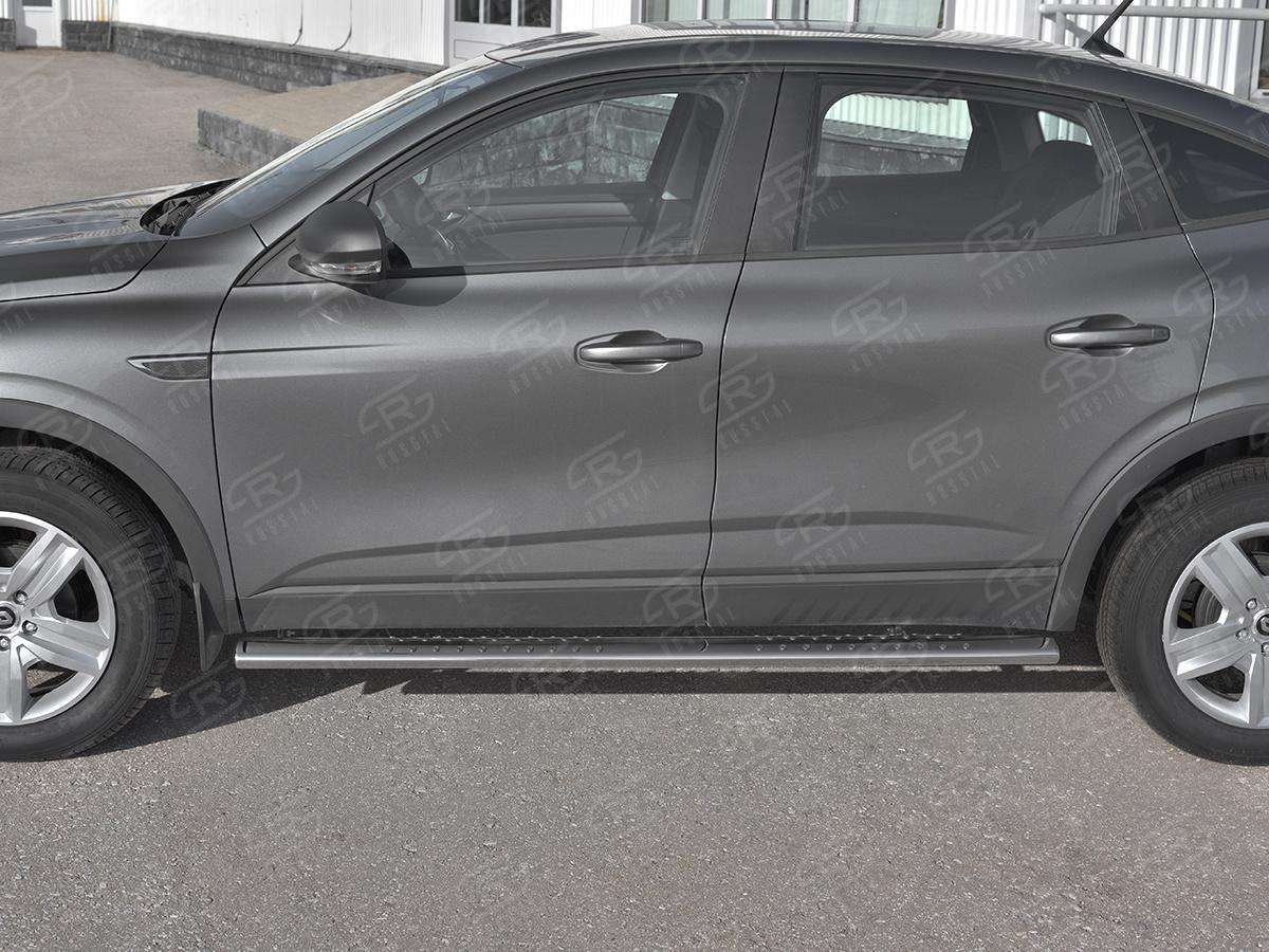 Пороги труба 120х60 овал с проступью для автомобиля Renault Arkana арт. RARO-003316, Slitkoff