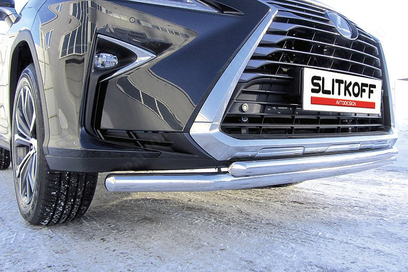 Защита переднего бампера d57+d42 двойная Lexus RX-350 (2015-2019) , Slitkoff, арт. LRX15-001