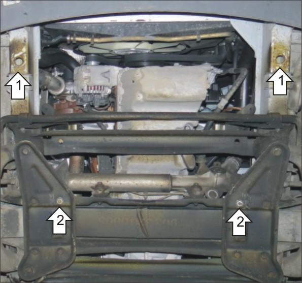 Защита стальная Мотодор (Двигатель), 2 мм, Сталь для Mercedes-benz Sprinter 308 1995-2002 арт. 01235