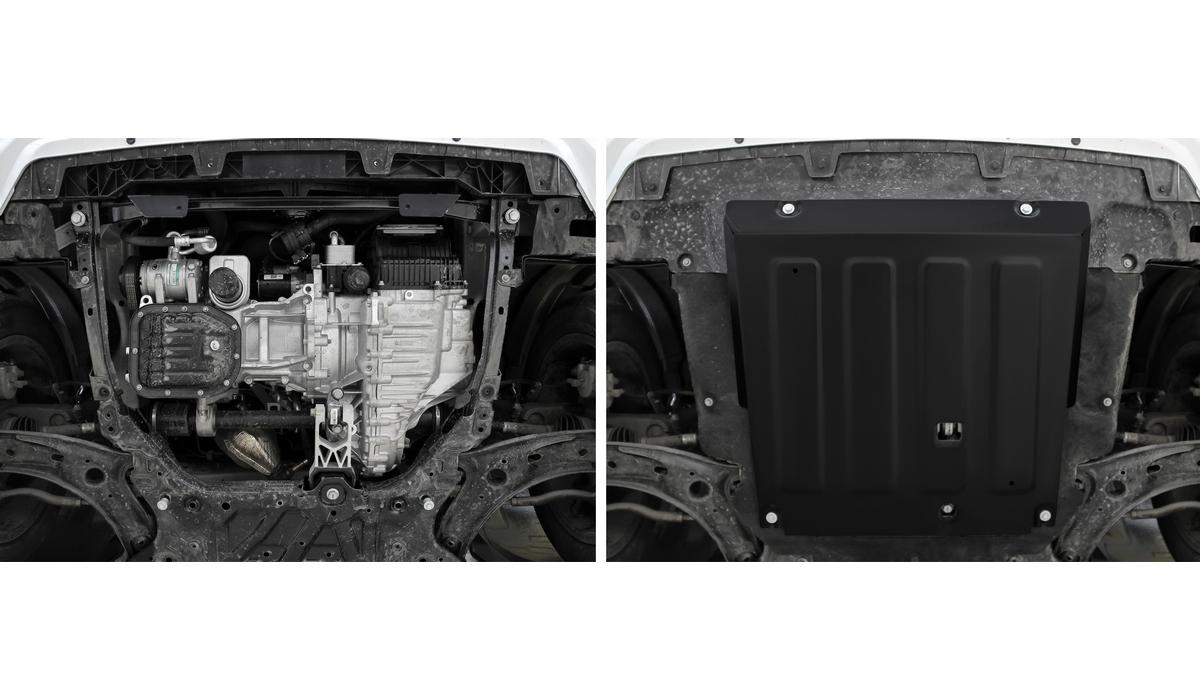 Защита картера и КПП АвтоБроня для Haval Jolion (V - 1.5Т) РКПП FWD (кроме комплектации Comfort) 2021-н.в., сталь 1.5 мм, с крепежом, штампованная, 111.09421.1