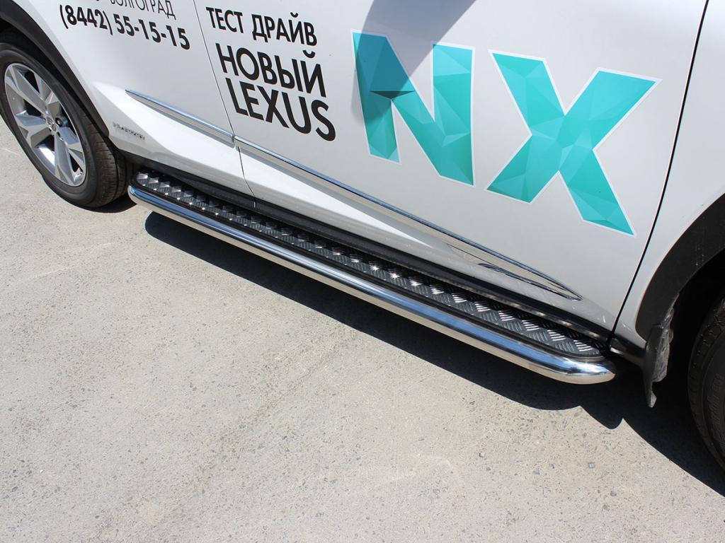 Пороги с листом d-60 для автомобиля Lexus NX-200 TURBO 2015--2017г.в., Технотек, арт. LNXT_2
