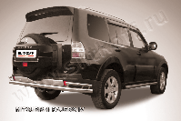 Защита заднего бампера d76+d42 двойная Mitsubishi Pajero IV (2006-2023) Black Edition, Slitkoff, арт. MPJ015BE