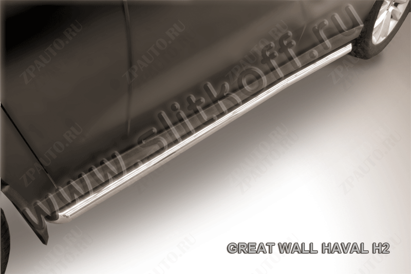 Защита порогов d57 труба c гибами Haval H2 (2014-2023) Black Edition, Slitkoff, арт. HavH2004BE