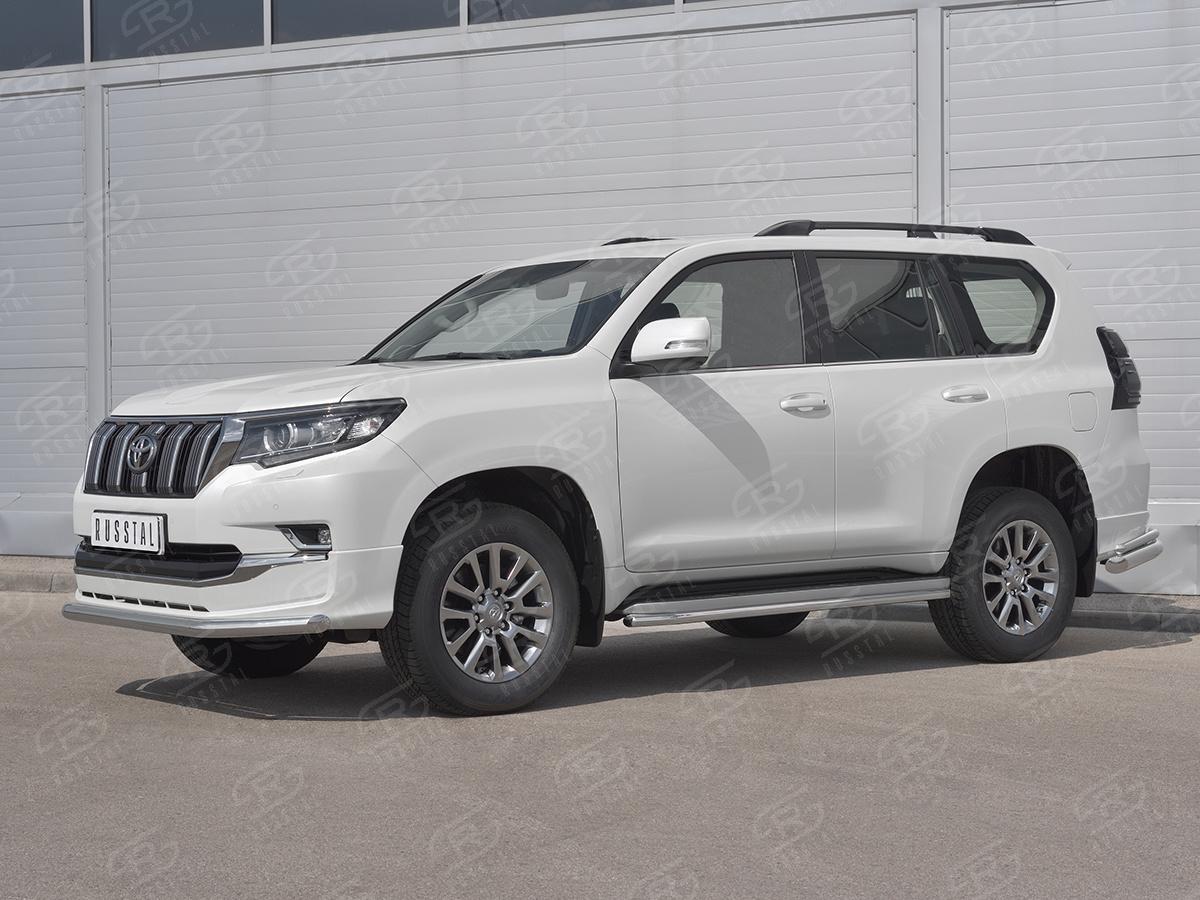 Защита переднего бампера d57 секции для автомобиля Toyota Land Cruiser Prado 150 Style 2019, Slitkoff LCPZ-003295