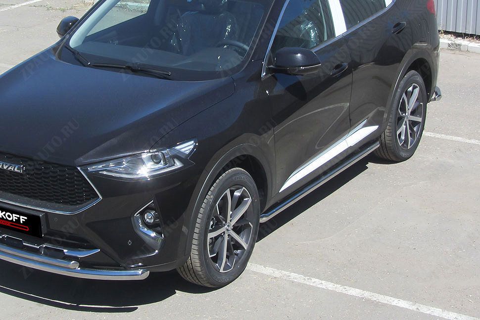 Защита порогов d57 труба Haval F7 F7x (2019-2023) Black Edition, Slitkoff, арт. HavF7006BE