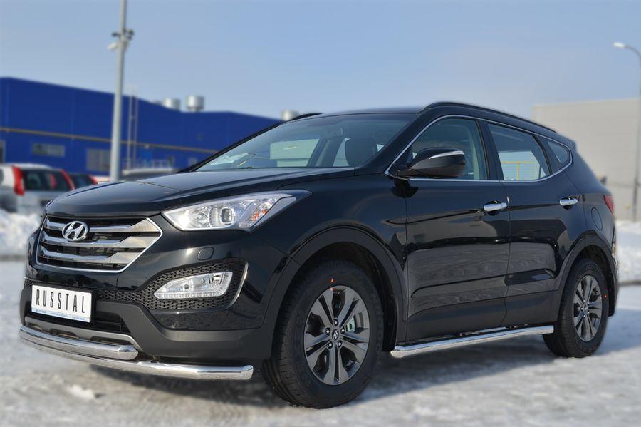 Пороги труба d57 вариант 1 для Hyundai Santa Fe 2012, Slitkoff HSFT-0012221