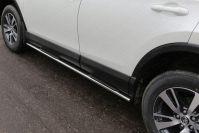 Пороги овальные с накладкой 75х42 мм для автомобиля Toyota RAV4 2015-, TCC Тюнинг TOYRAV15-12
