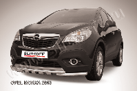 Защита переднего бампера d57+d42 двойная с профильной ЗК Opel Mokka (2012-2016) Black Edition, Slitkoff, арт. OPMOK13-001BE