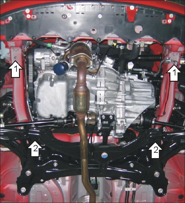Защита стальная Мотодор (Двигатель, Коробка переключения передач), 2 мм, Сталь для Toyota Ractis 2005-2010 арт. 02527