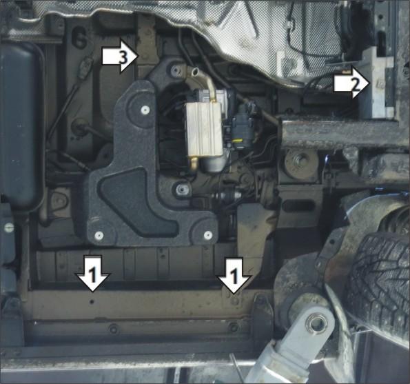 Защита стальная Мотодор (Предпусковой Подогреватель), 2 мм, Сталь для Volkswagen Multivan T6 2015-2020 арт. 02743