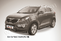 Защита переднего бампера d76+d57 черная Kia Sportage (2010-2016) , Slitkoff, арт. KSP010-002B