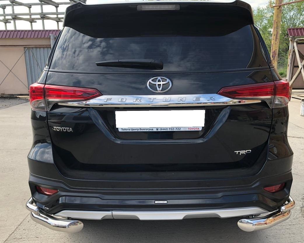 Защита заднего бампера двойная угловая для автомобиля TOYOTA Fortuner TRD 2018 арт. TFTRD.18.20