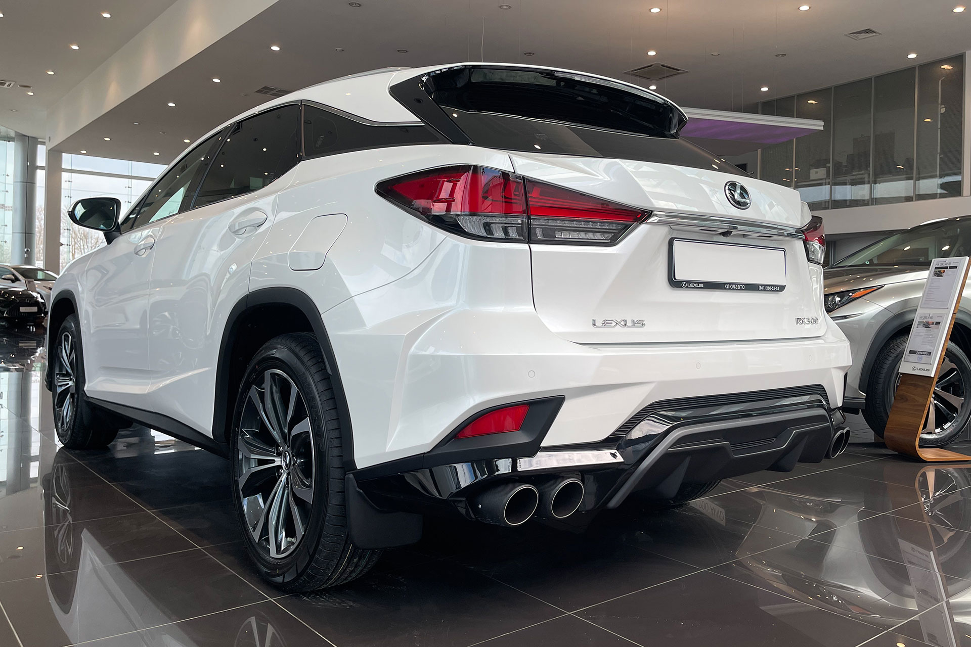 Облицовка заднего бампера в сборе с карбоновыми насадками для Lexus RX 2019-2022, MTR, арт. MTR-AL20-200543
