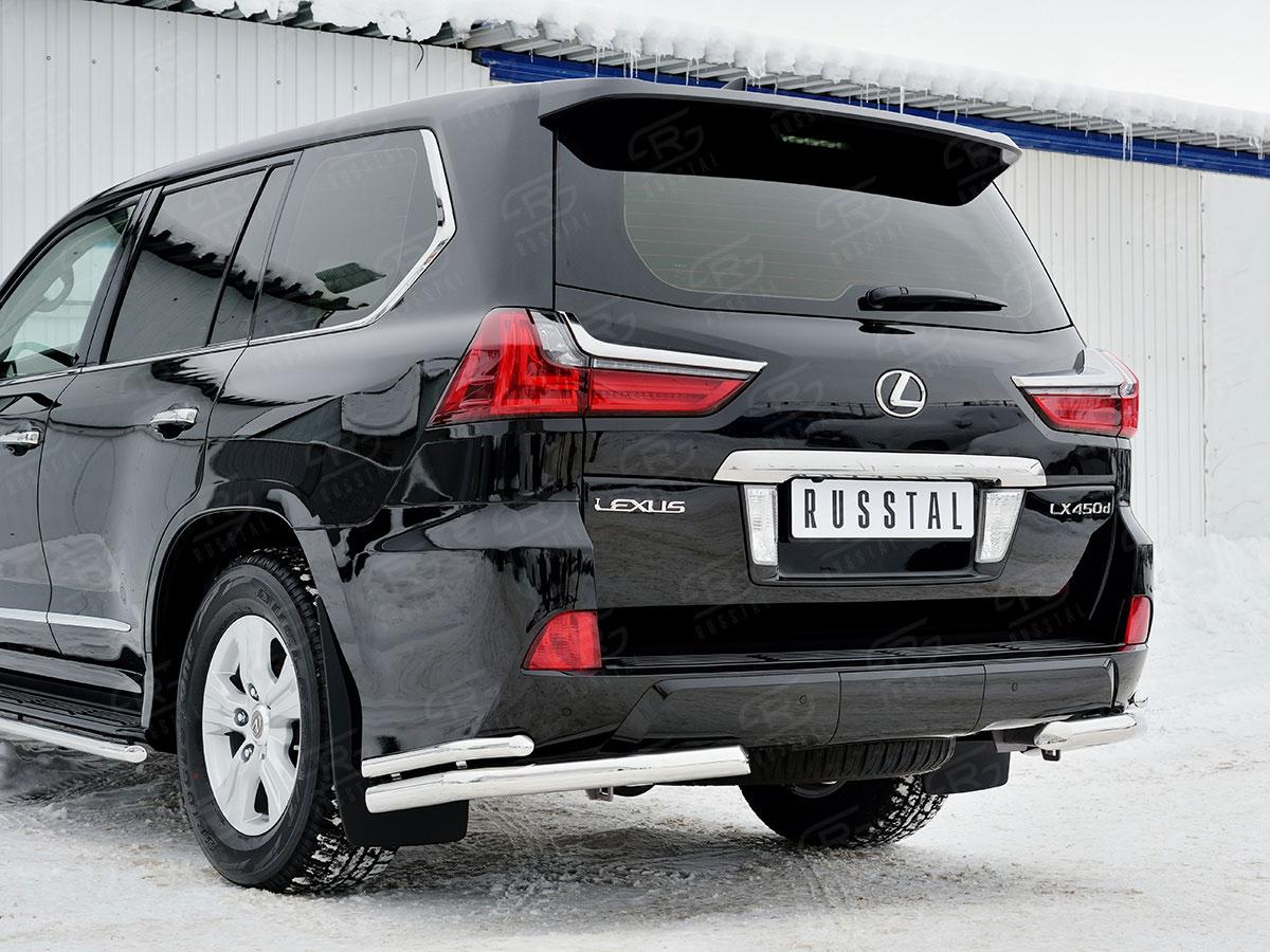 Защита заднего бампера уголки d57/42 Lexus LX570/LX450d 2015, Slitkoff LLX4Z-002527