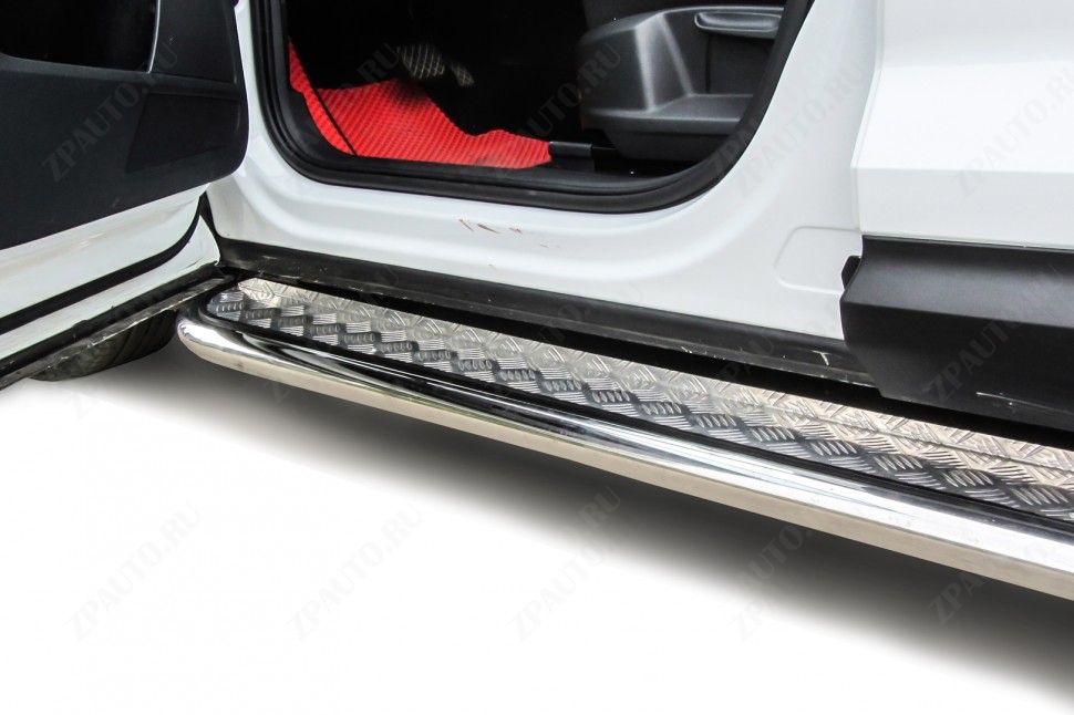 Защита порогов D57 с листом Skoda Kodiaq (2016-2021) , Slitkoff, арт. SKKOD-005