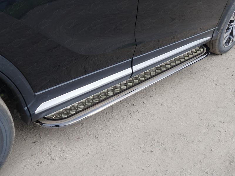 Пороги с площадкой 75х42 мм для автомобиля Mitsubishi Eclipse Cross 2018-, TCC Тюнинг MITECLCR18-23