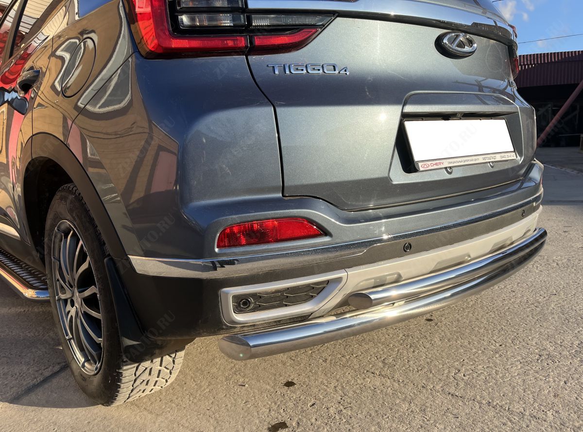 Защита заднего бампера двойная для автомобиля Chery Tiggo 4 2019 Рестайлинг арт. CHTG-R.19.16