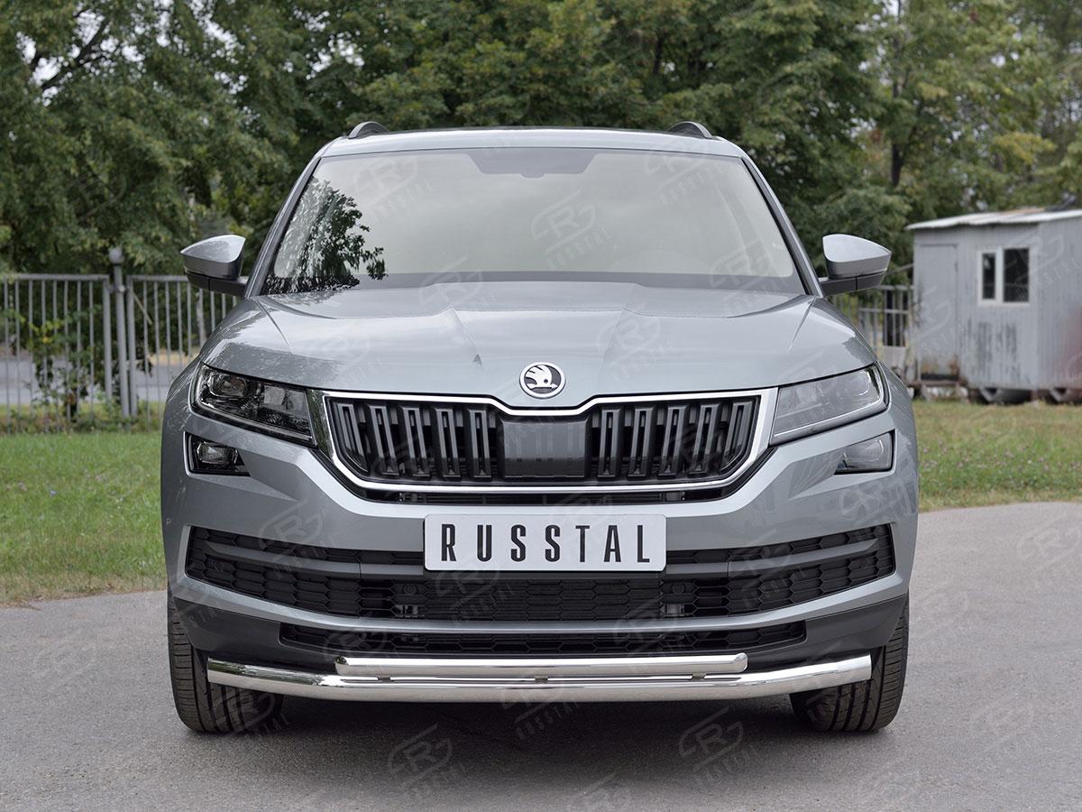 Защита переднего бампера d57/42 на Skoda Kodiaq, Slitkoff SKKZ-002768