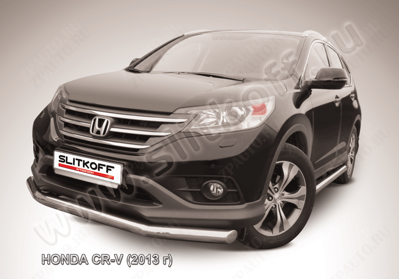 Защита переднего бампера d76 Honda CR-V 2L (2011-2015) Black Edition, Slitkoff, арт. HCRV13-002BE