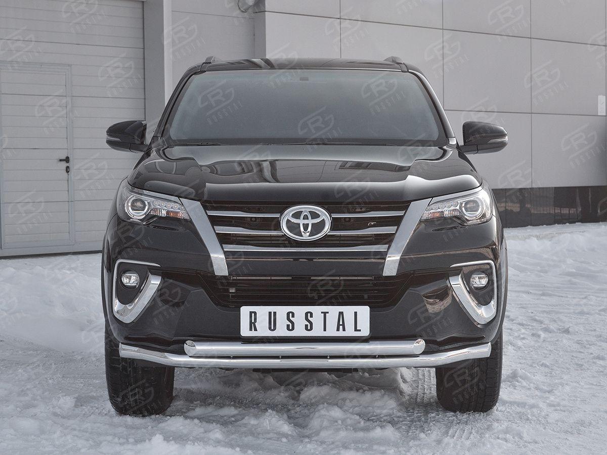 Защита переднего бампера d57/57 на Toyota Fortuner 2017, Slitkoff TFZ-002881