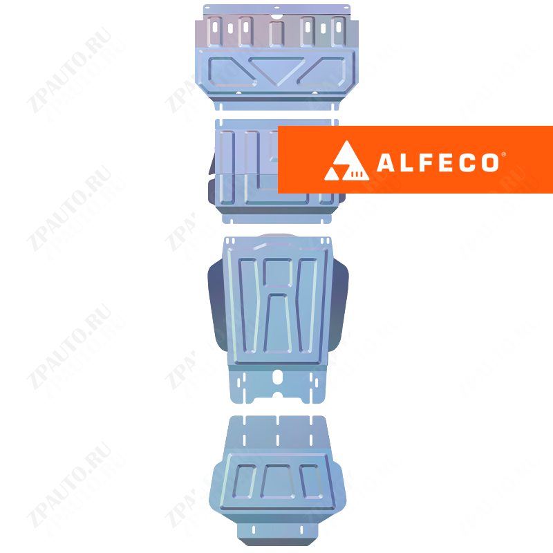 Защита  радиатора, редуктора переднего моста, КПП и рк (4 части) Mitsubishi L200 2006-2015 V-all , ALFeco, алюминий 4мм, арт. ALF1408-09al