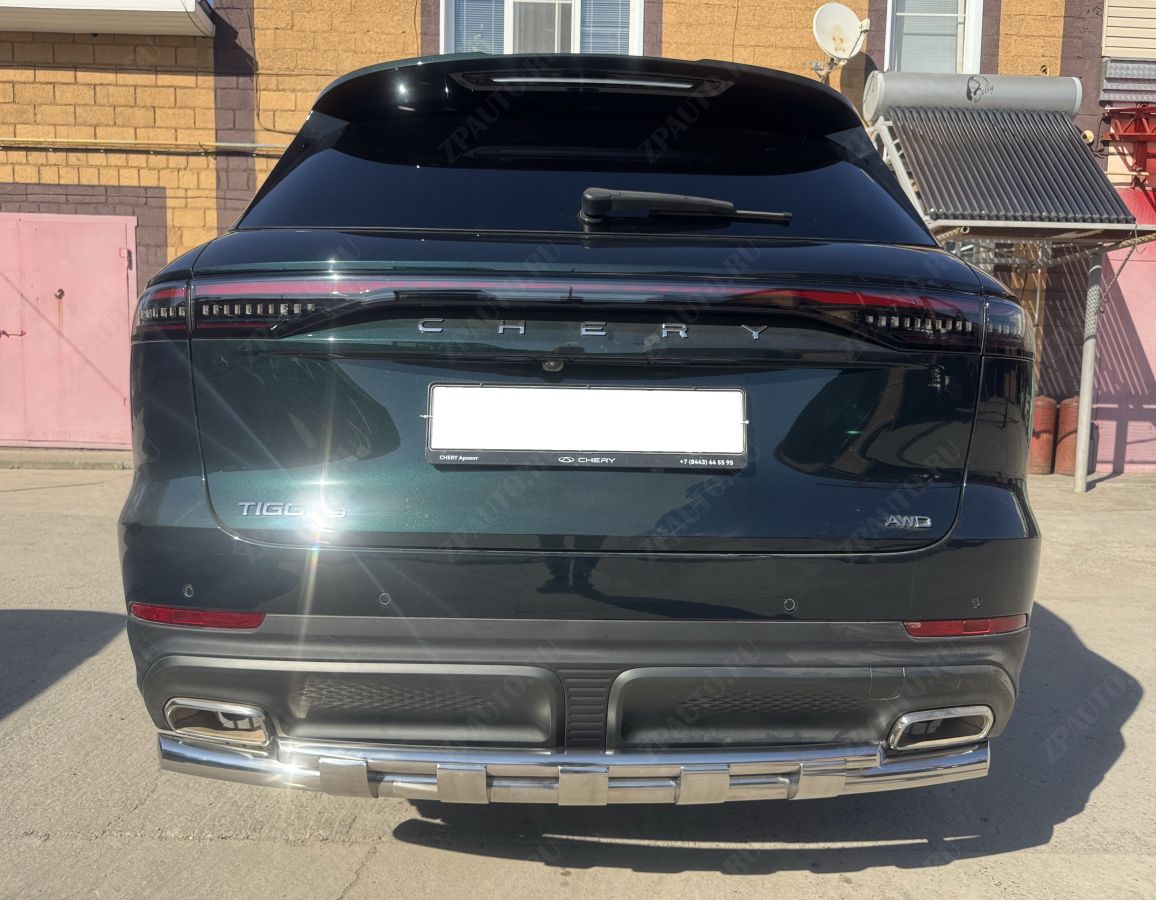 Защита заднего бампера двойная с перемычками для автомобиля Chery Tiggo 9 2024 арт. CHTG.9.24.25