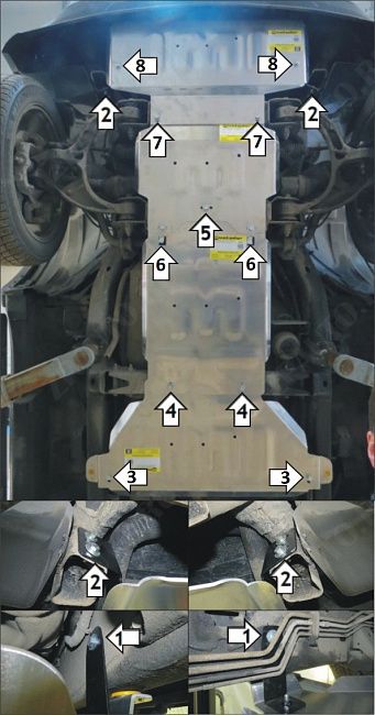 Защита алюминиевая Мотодор (Двигатель, Передний дифференциал, Коробка переключения передач, Радиатор, Раздаточная коробка), 5 мм,  для Dodge Ram 1500 V-3,0  2018- арт. 32909