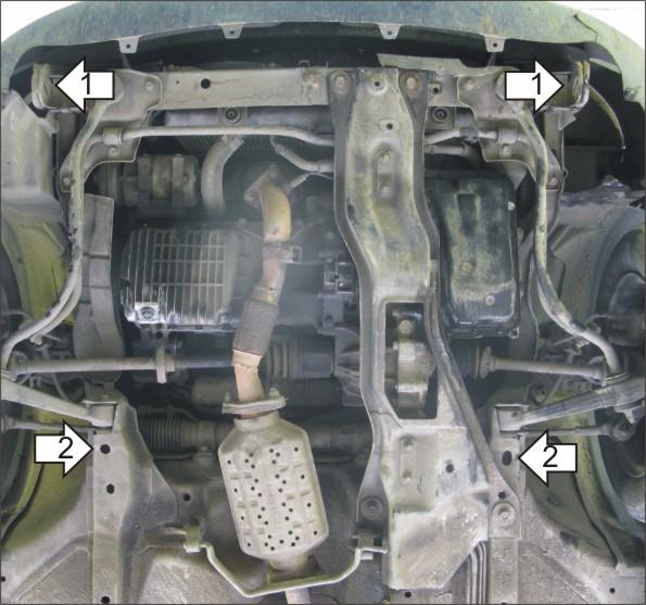 Защита стальная Мотодор (Двигатель, Коробка переключения передач), 2 мм, Сталь для KIA Rio 2000-2005 арт. 01006