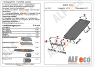 Защита  АКПП для Infiniti M25 2010-2014  V-2,5 , ALFeco, сталь 2мм, арт. ALF2912st-1