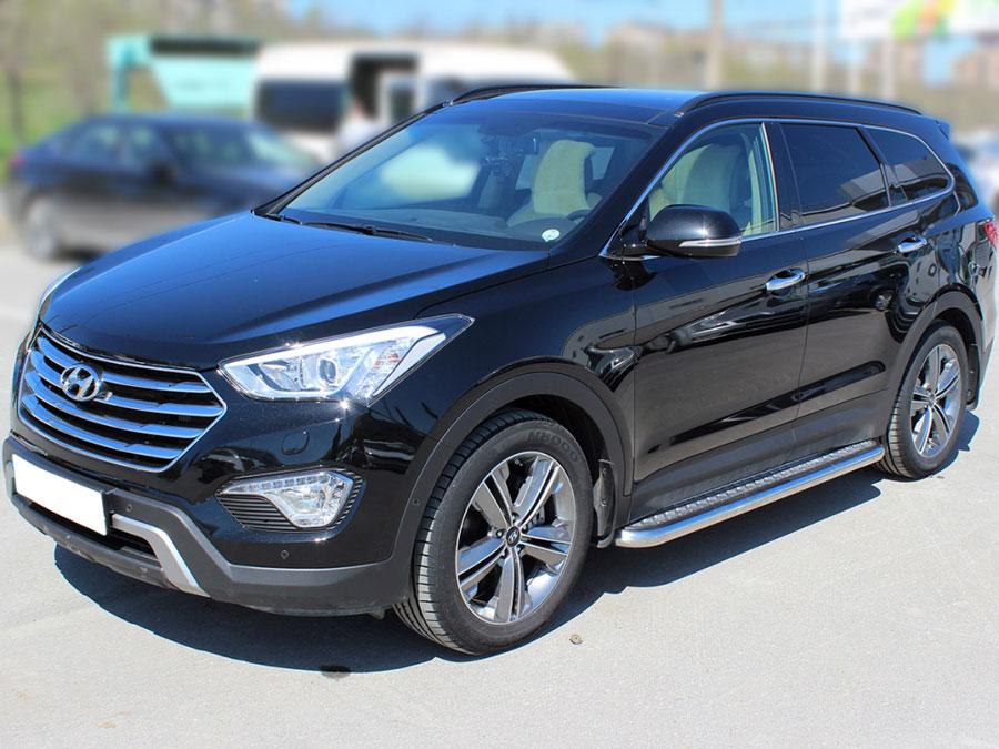 Пороги с листом d60 на Hyundai Santa Fe Grand 2013 (Хенде Гранд Санта Фе 2013), Технотек HSFG12_2