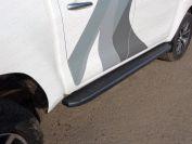 Пороги алюминиевые с пластиковой накладкой (карбон черные) 1920 мм для автомобиля Toyota Hilux Black Onyx 2020 TCC Тюнинг арт. TOYHILUX15-12BL