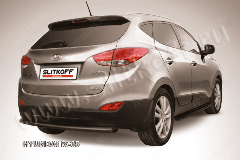 Защита заднего бампера d57 черная Hyundai ix-35 (2010-2015) , Slitkoff, арт. Hix35-009B
