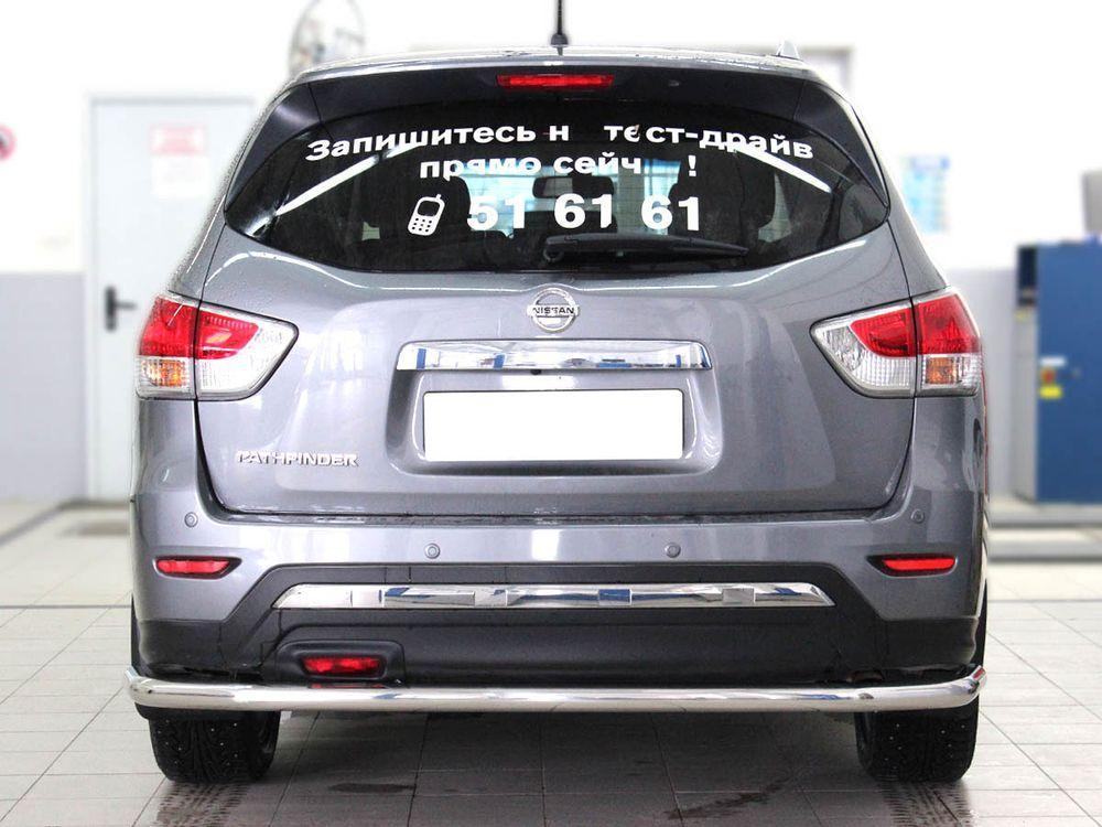 Защита заднего бампера полноразмерная d-60 для Nissan Pathfinder 2014, Технотек NP14_3.2
