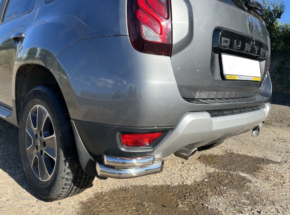Защита заднего бампера угловая двойная для автомобиля Renault Duster 2017 арт. RD.17.20