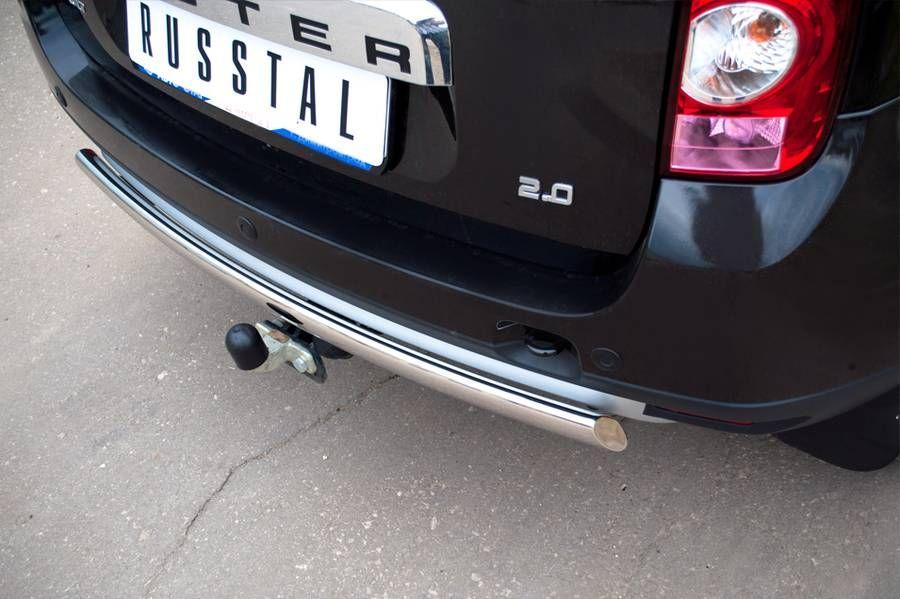 Защита заднего бампера d75x42 овал для Renault Duster 4x4, Slitkoff RD4Z-000445