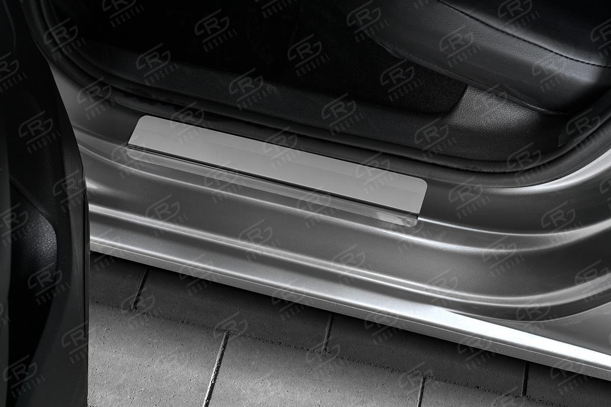 Накладки на пороги RUSSTAL (нерж., зеркало) VWPOL15-01 для VOLKSWAGEN POLO 2015-2020