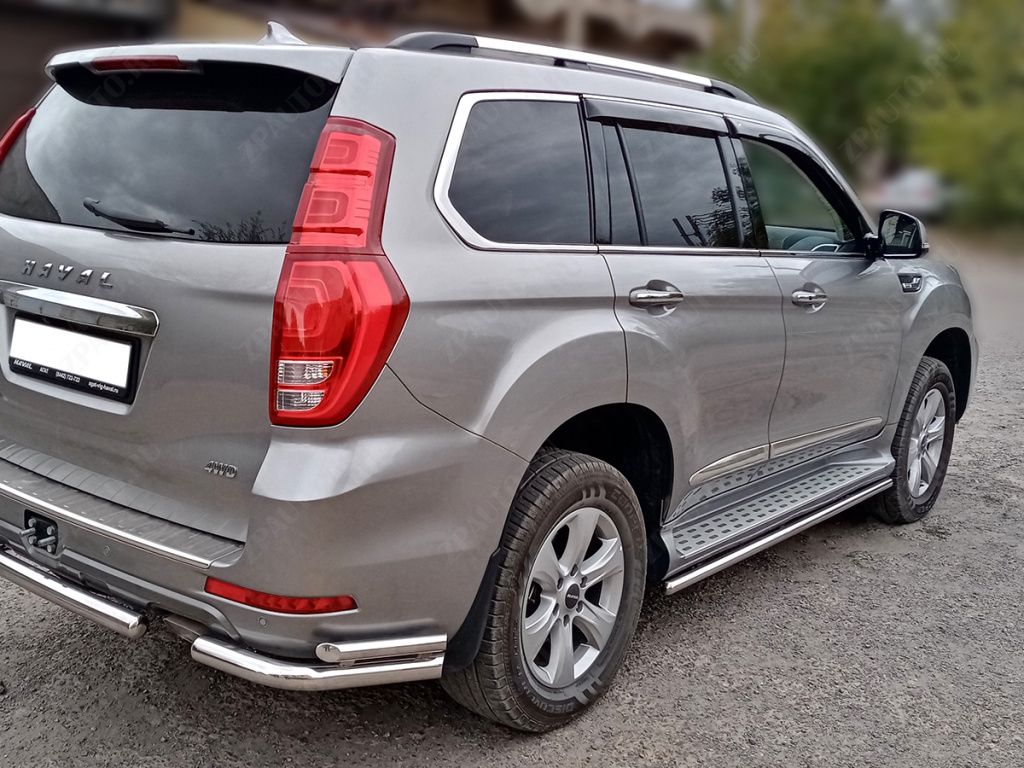 Защита заднего  бампера  "уголки" d-60+43 для автомобиля HAVAL H9 2017 - по наст.время арт. HVH9_3.2, 
Технотек